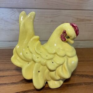 Vintage MCM Yellow Ceramic Hen 1968 Toothpick Holder Appetizer Holder 5"
